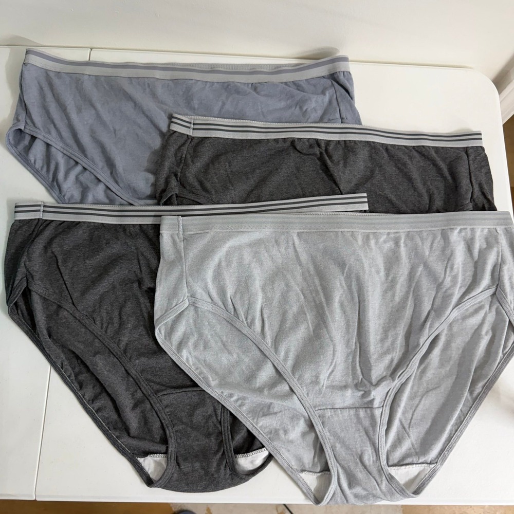 Fit for Me Women's Cotton Brief Underwear 4-Pack gray cotton stretch intimates